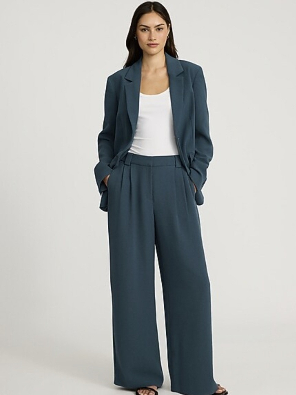 Express Wide-Leg Pants and Blazer Set in Teal